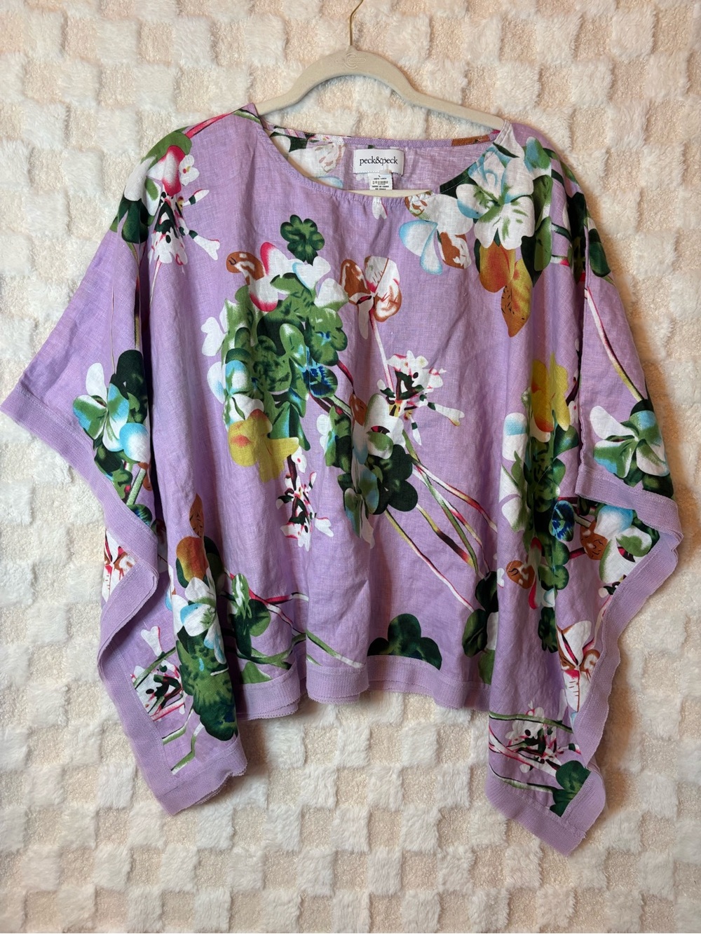 Peck&PeckFloral Linen Blend Women's Poncho Top